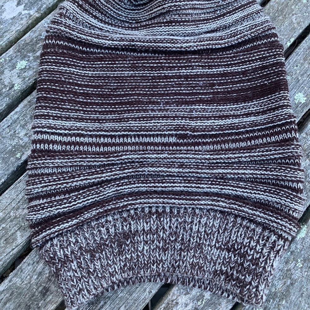 Brown & White Striped Beanie OS